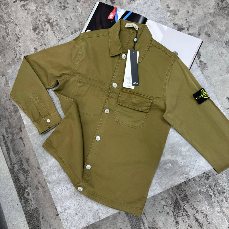 Stone island khaki overshirt deals