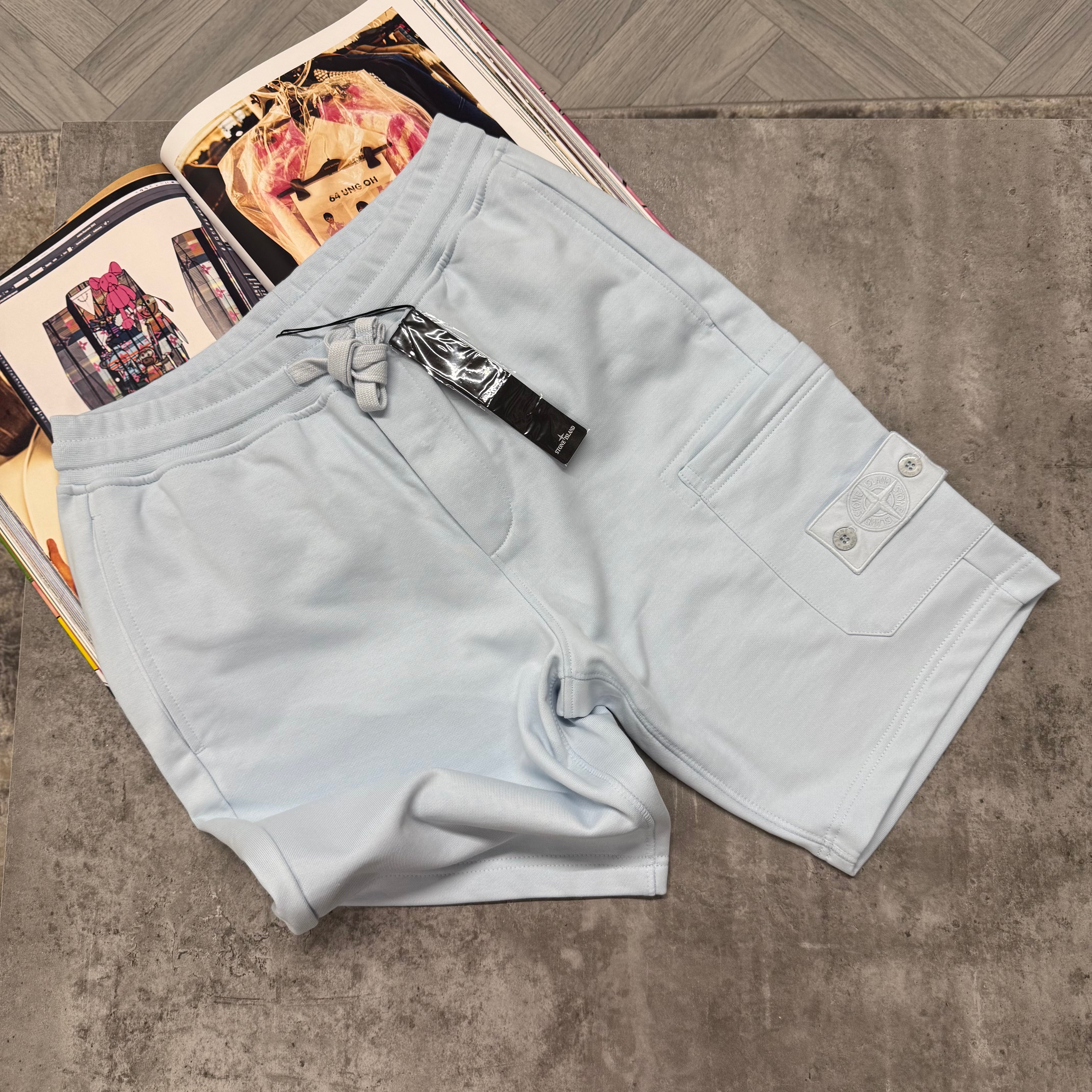 SI GHOST BADGE COTTON CARGO SHORTS - SKY BLUE