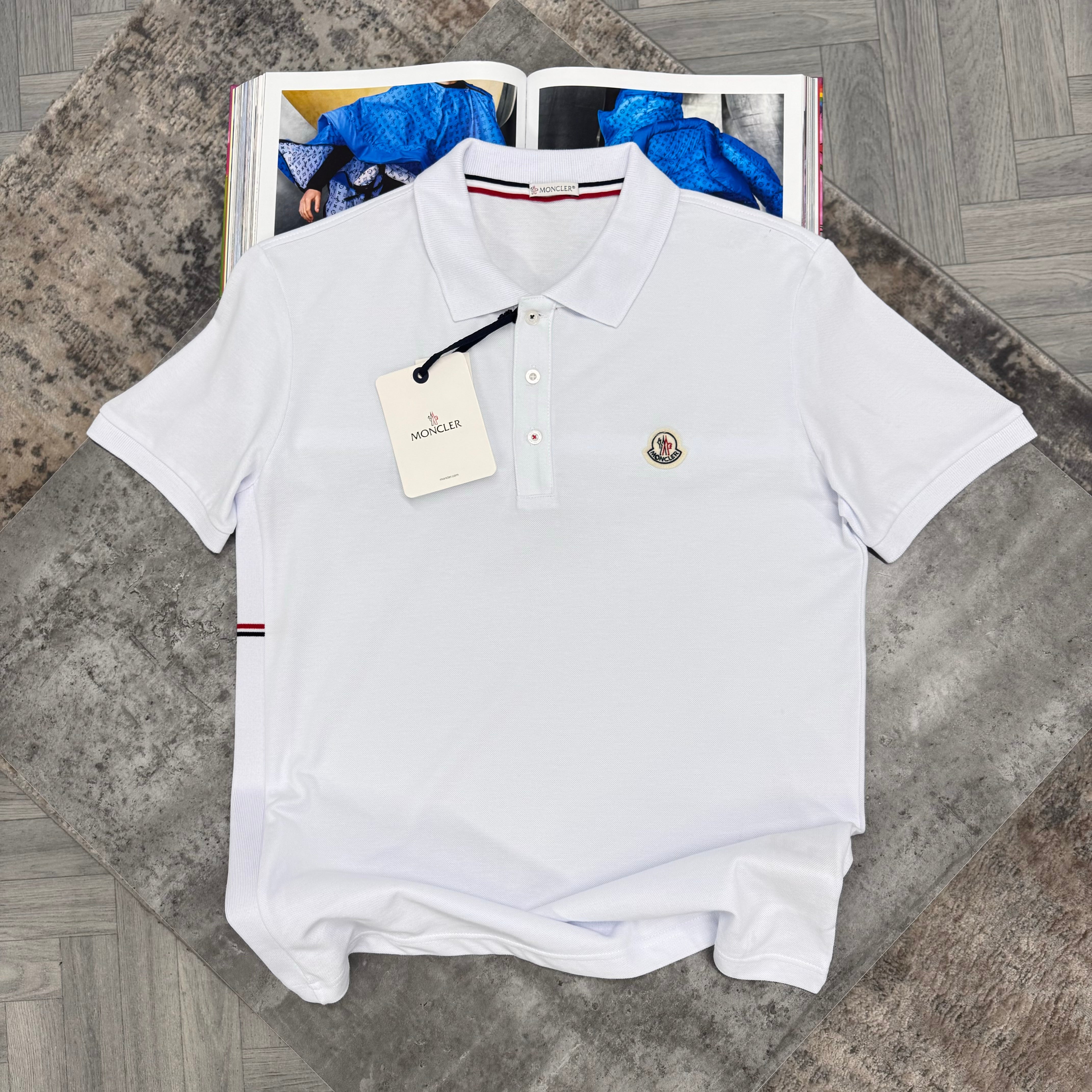 MNCLR STRIPE POLO - WHITE