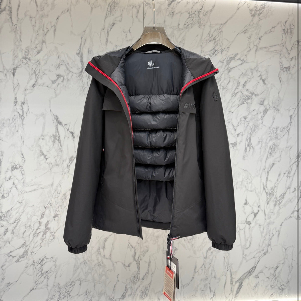 (PRE ORDER) MNCLR HOODED LIGHTWEIGHT GRENOBLE COAT - BLACK