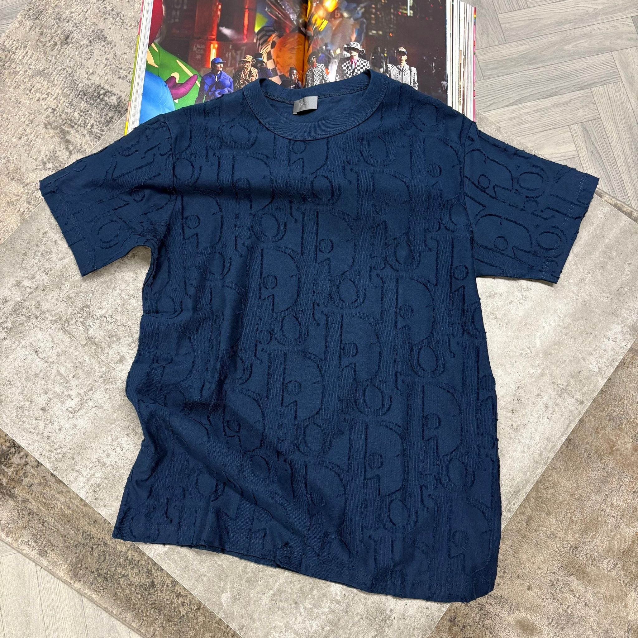 CD OBLIQUE PRINT T SHIRT - INDIGO