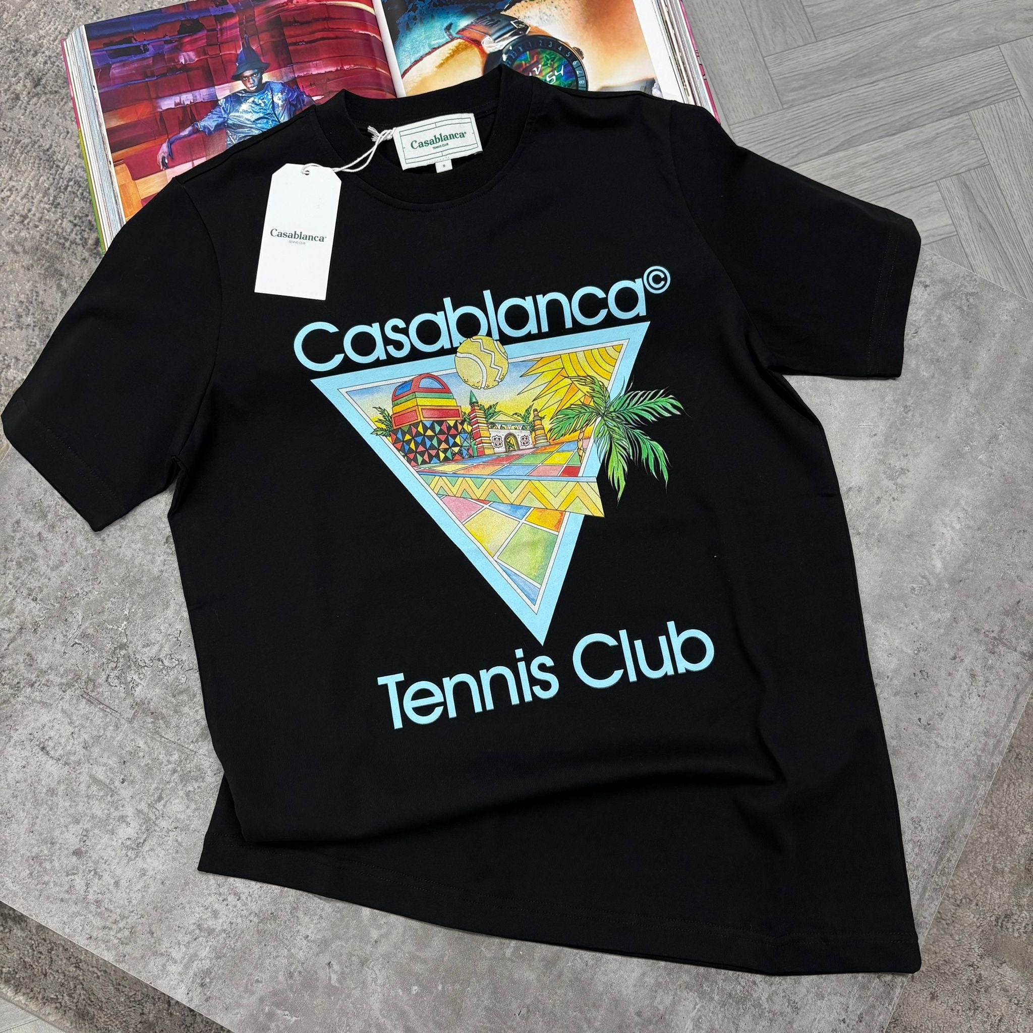 CB TENNIS CLUB T SHIRT - BLACK / SKY BLUE