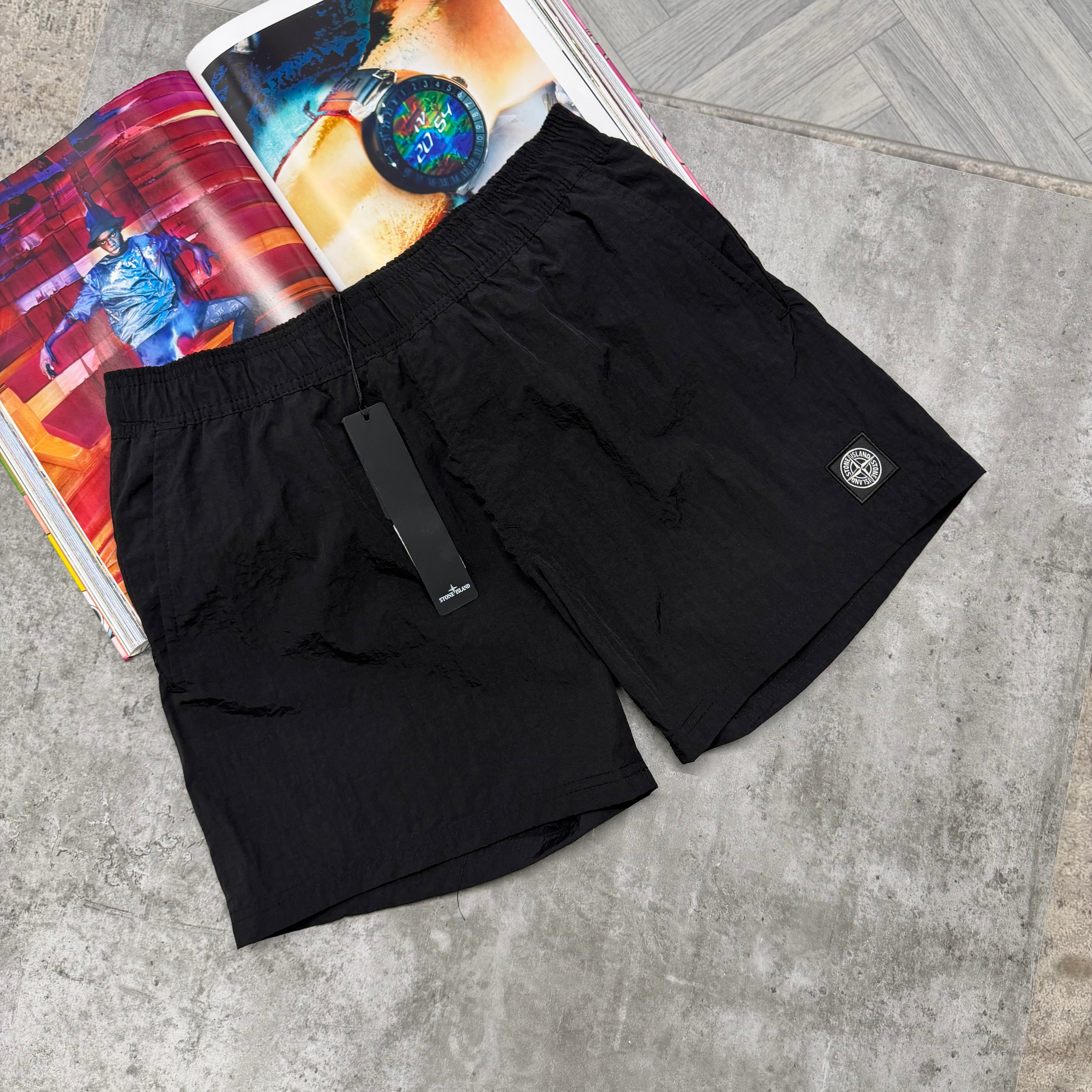 SI SQUARE LOGO SWIM SHORTS - BLACK