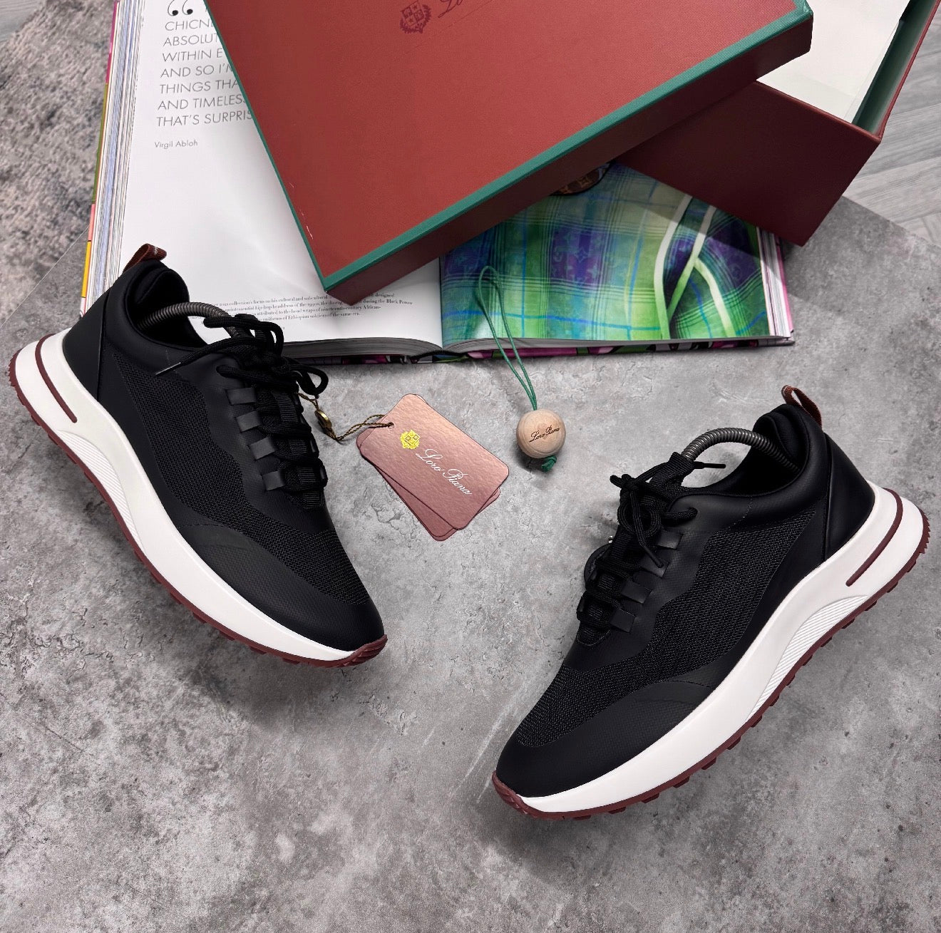 LORO LEATHER TRAINER - BLACK