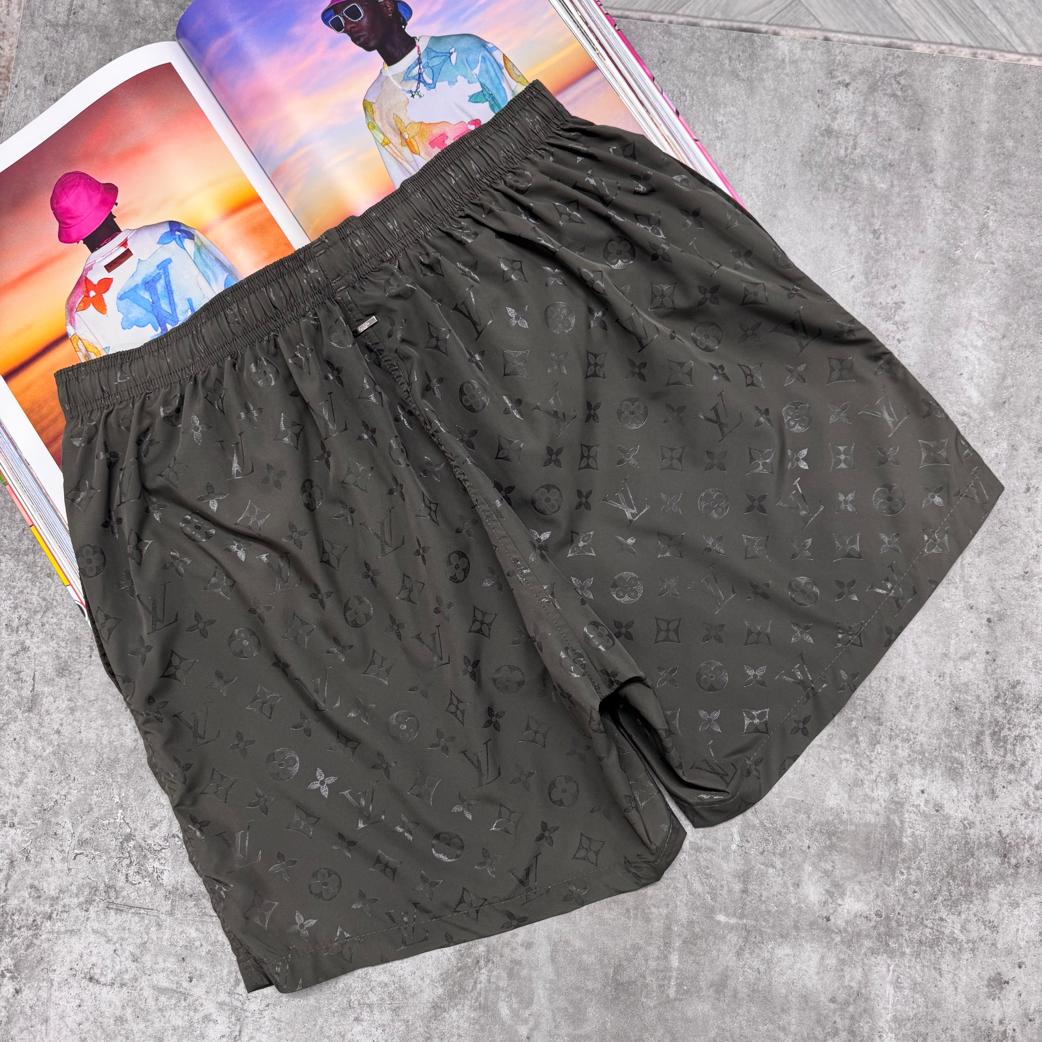 LVE MONOGRAM SWIM SHORTS - KHAKI