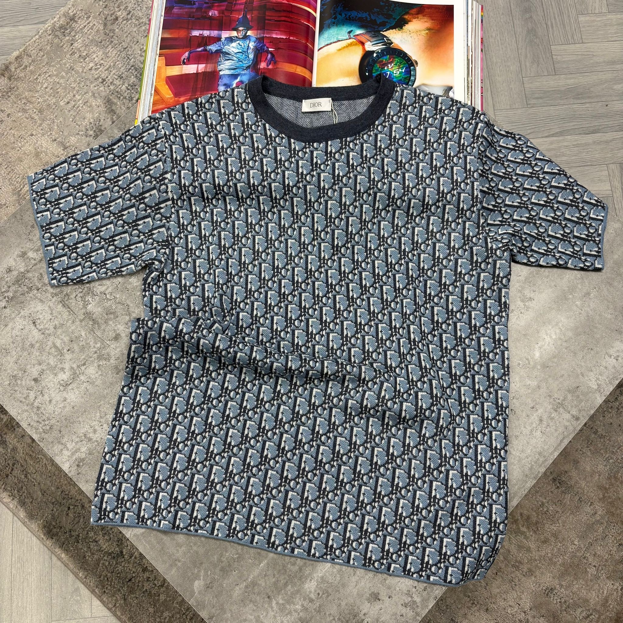 CD OBLIQUE T SHIRT - BLUE / BLACK