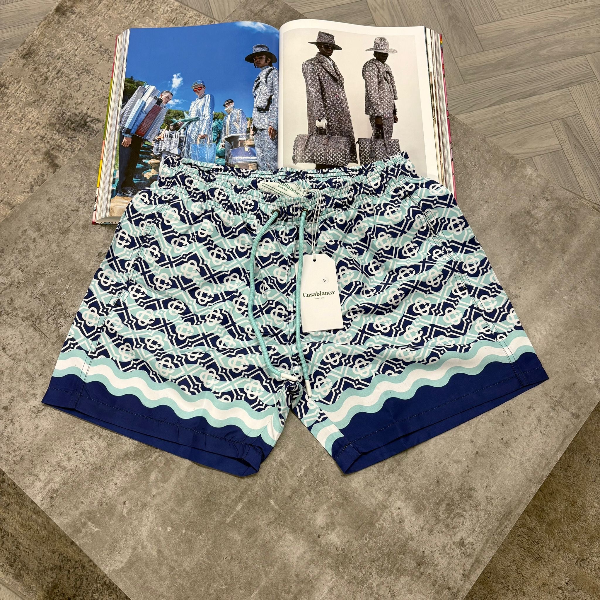 CB REPEAT PRINT SWIM SHORTS - BLUE / MINT
