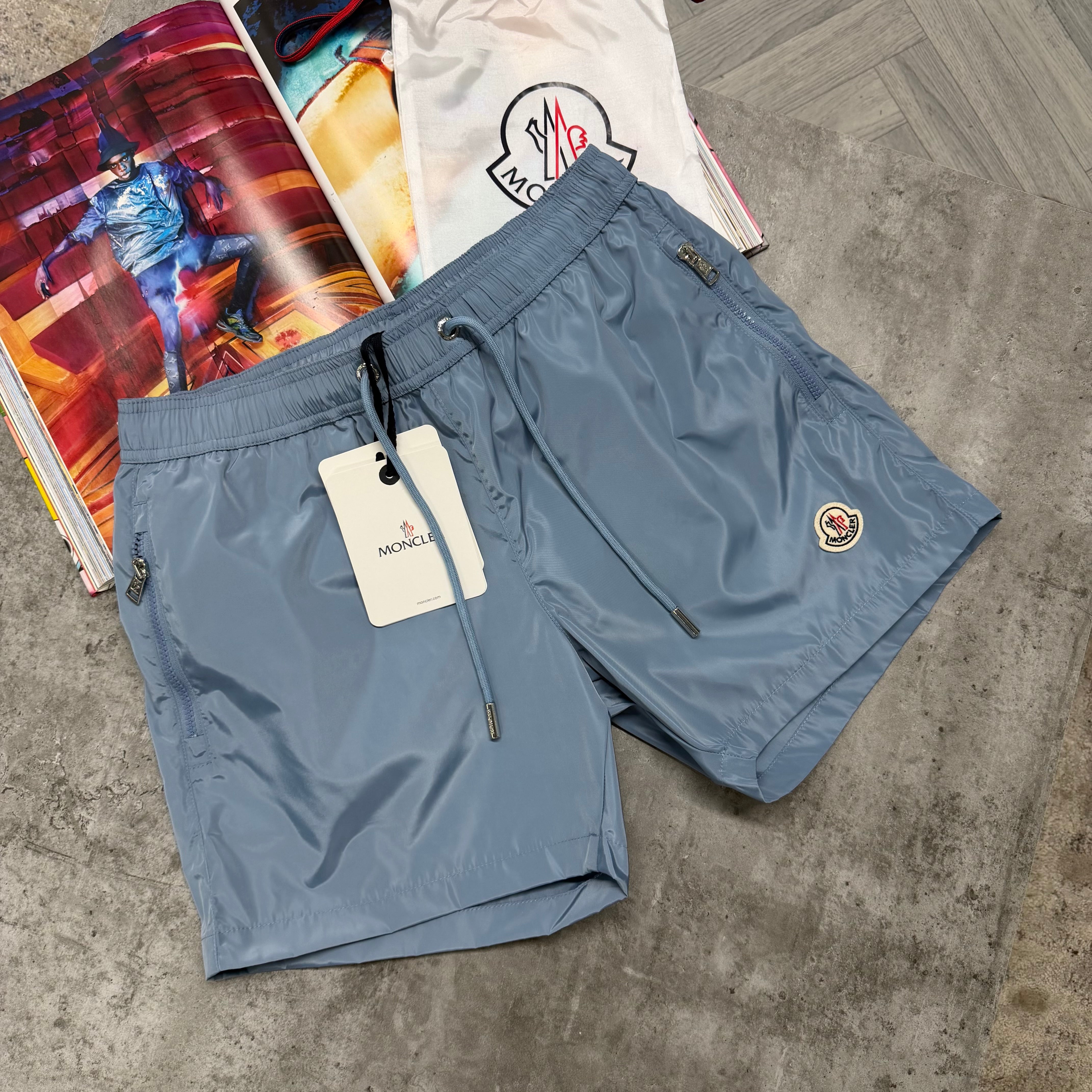 MNCLR ZIP POCKET BAGGED SWIMS - PALE BLUE