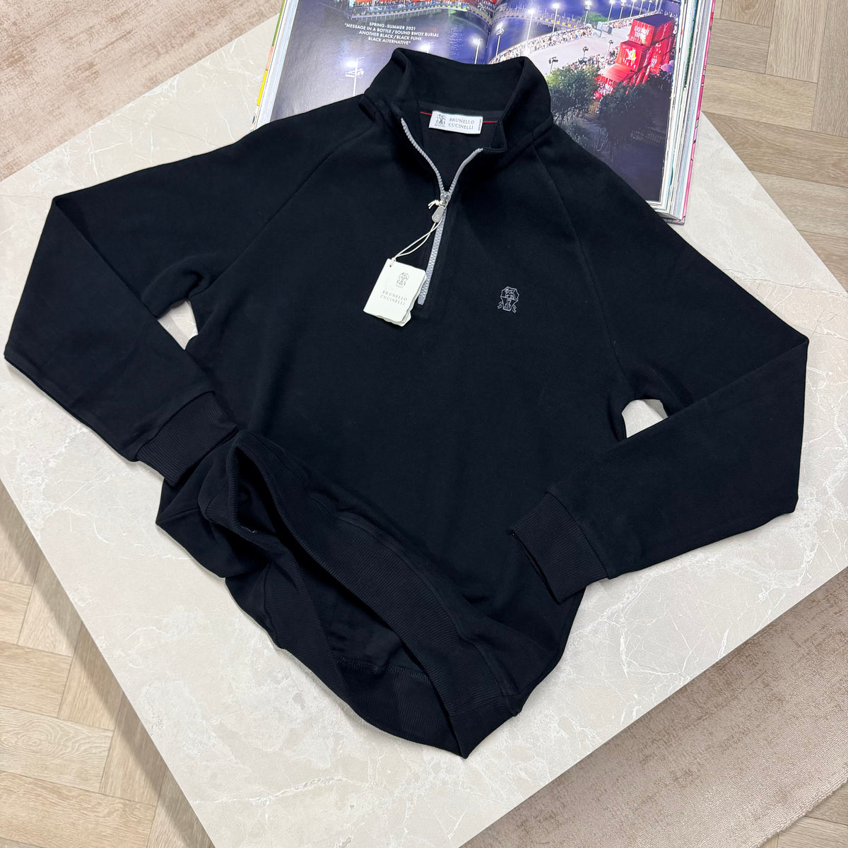 BRUNELLO HALF ZIP JUMPER - BLACK