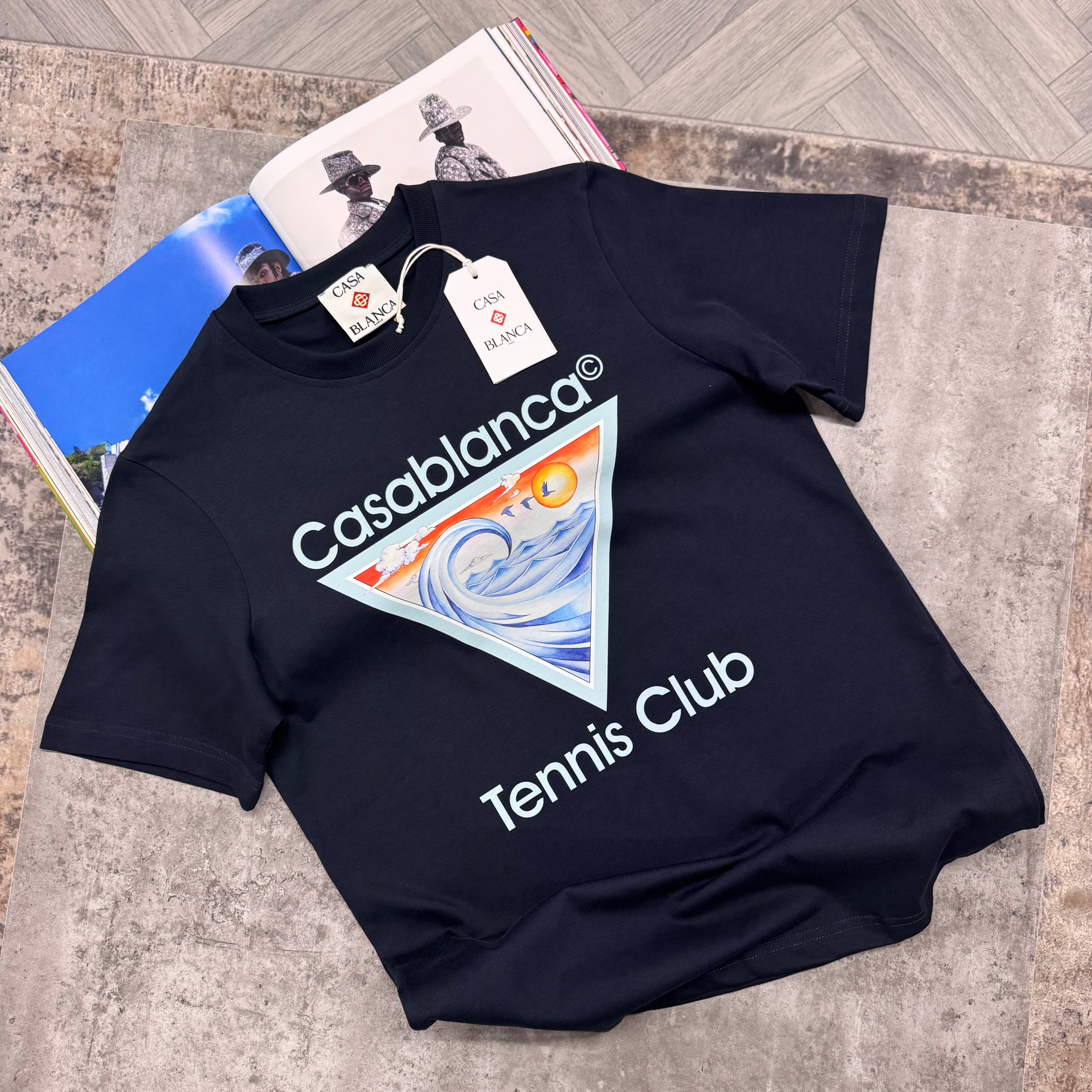 CASA WAVE TENNIS CLUB T SHIRT - NAVY