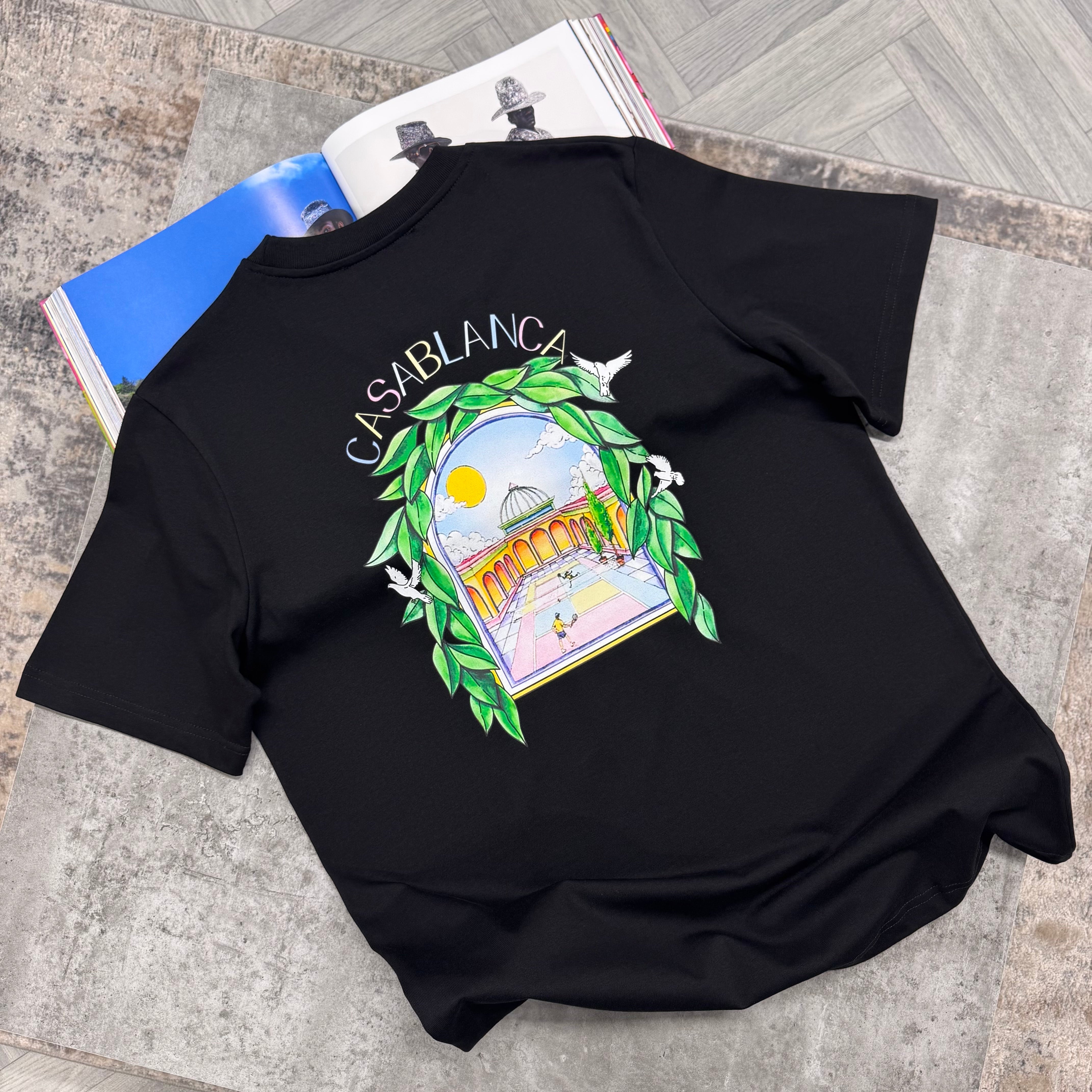 CASA TENNIS CLUB T SHIRT - BLACK