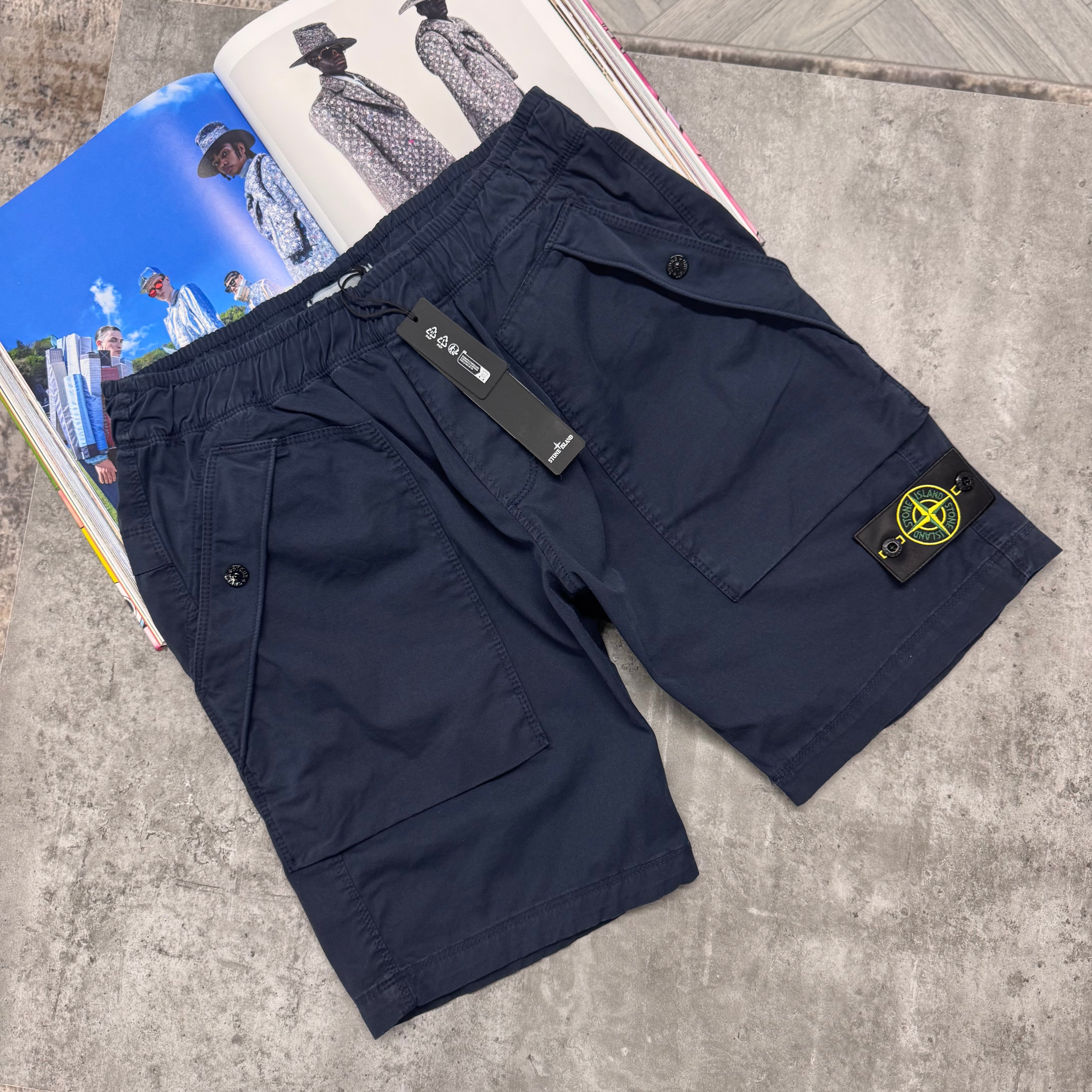 SI BUTTON POCKET CARGO SHORTS - NAVY