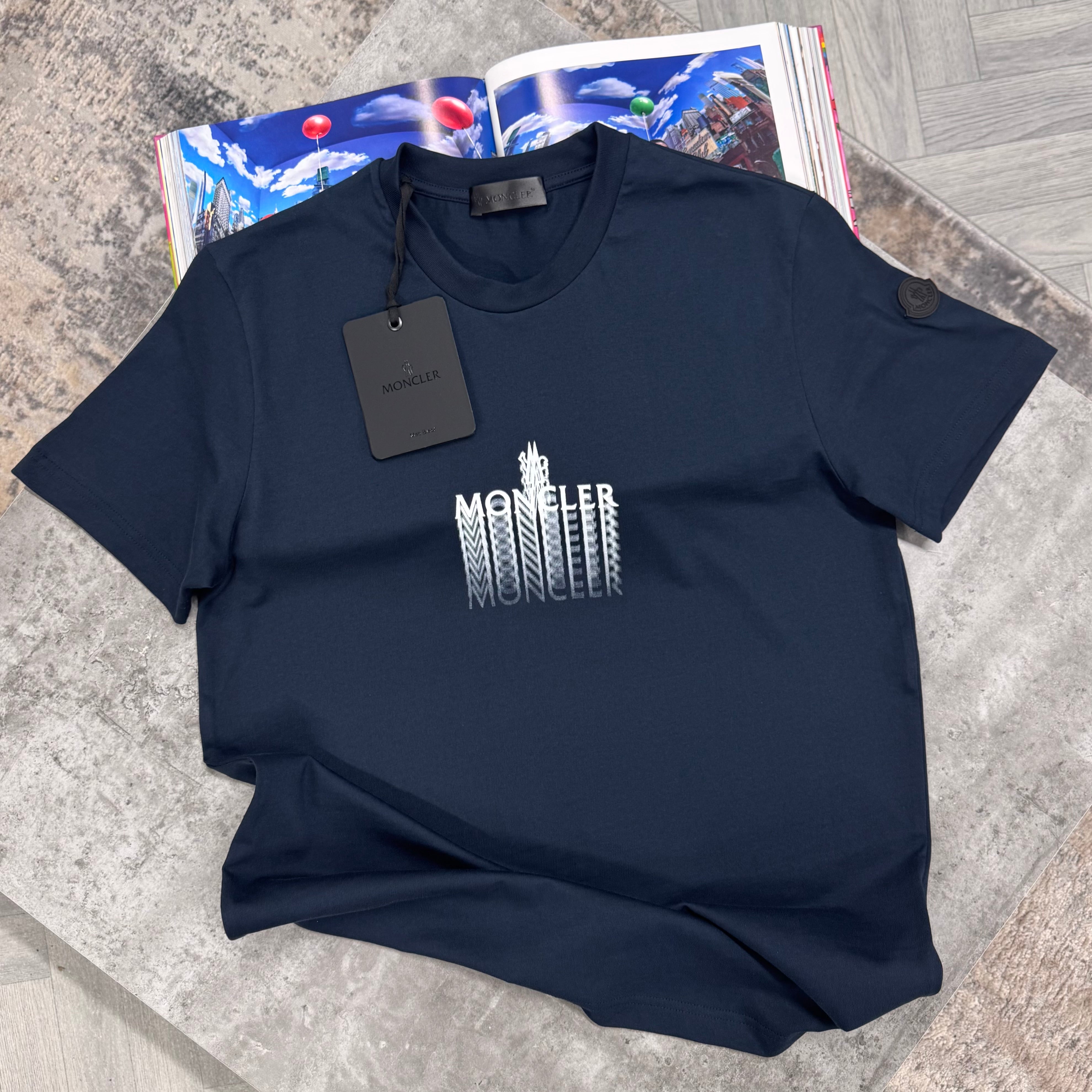 MNCLR BLURRED LOGO T SHIRT - NAVY