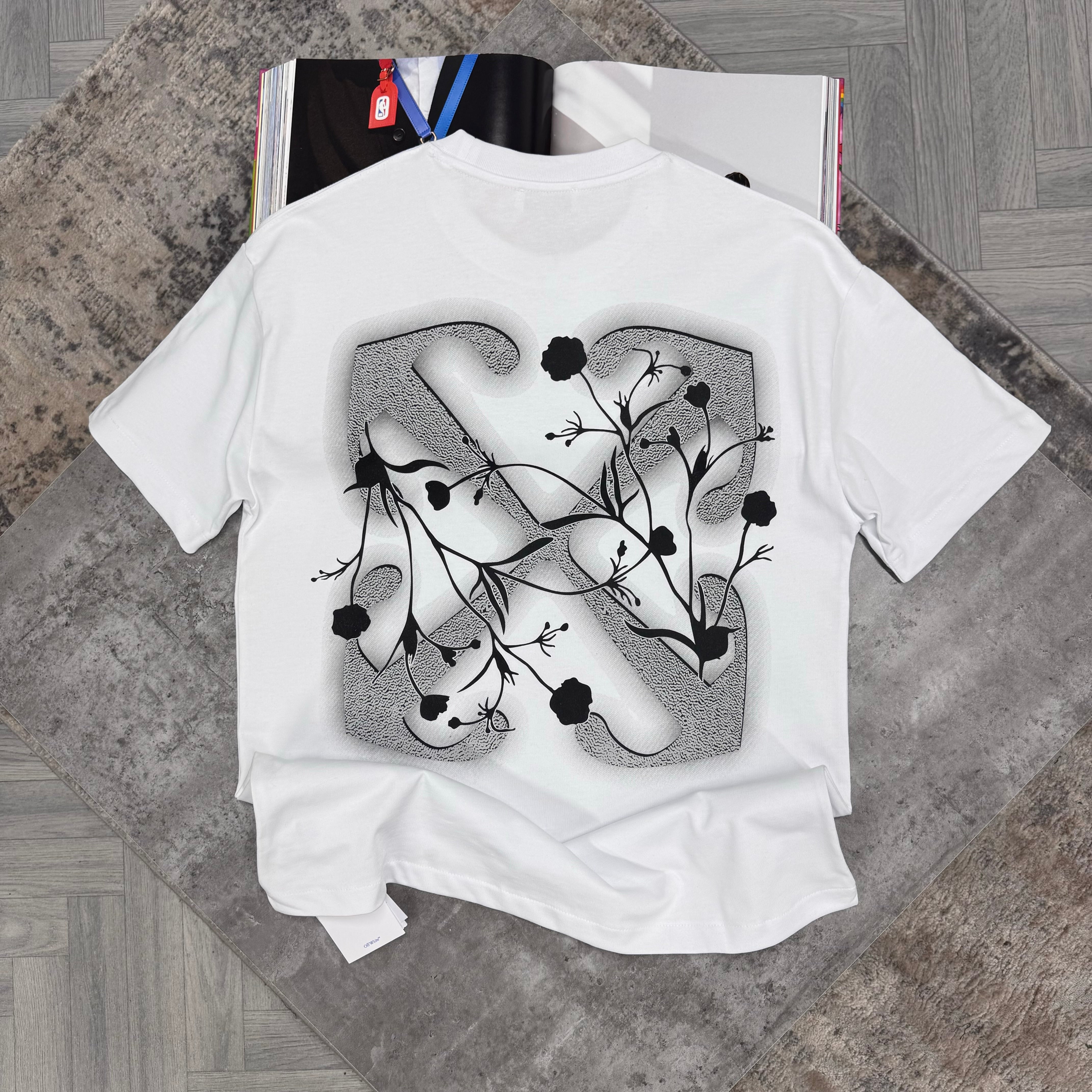 OFF W FLOWER T SHIRT - WHITE