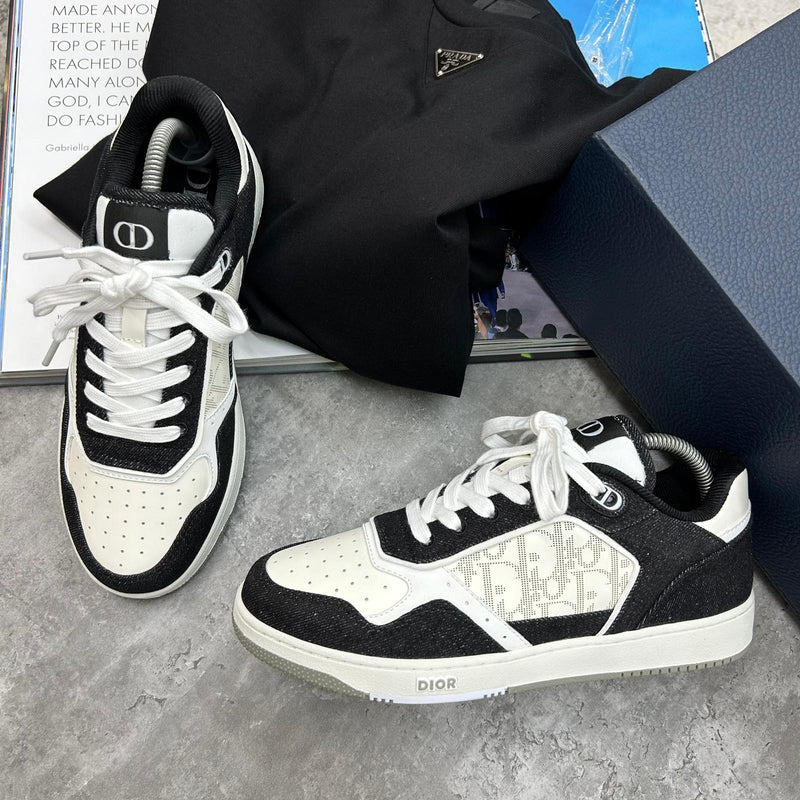 B27 TRAINERS - BLACK DENIM / WHITE