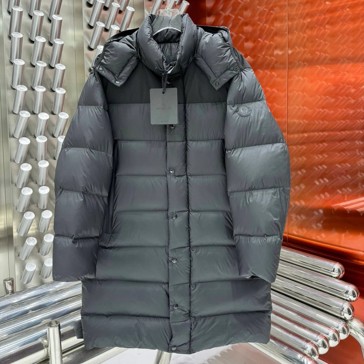 PRE ORDER MONCLER BLACK BADGE LONGLINE COAT BLACK